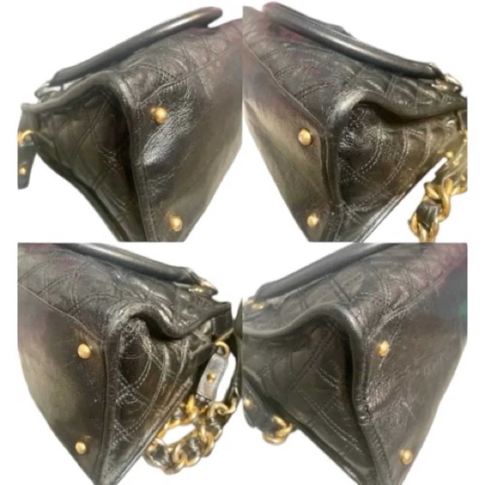Marc Jacobs Black Quilted Goatskin Leather Two Way Karlie Handbag Shoulder Bag